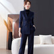 Davia High-End Suit Suit Women's Fashion Slim Suit Jacket Women's Professional Slim Business Formal Wear Navy Suit + Wide Leg Pants Thick XL (115-125 Jin Jin equals 0.5 kg)