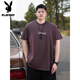 Playboy; Camiseta de manga corta de algodón puro de gran tamaño de Playboy Brandboy American a gran tamaño para hombres en la marca de moda de verano Fat Man Loose Plus Fat Plus más grande A6627-White 2xl (recomendado 140-160Jin [Jin iguala 0.5 kg])