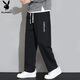 Playboy (PLAYBOY) casual pants men's pants men's autumn and winter wide-leg loose straight sports American sports pants black XL
