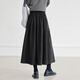 Dialogue (DUIBAI) Simple casual pleated A-line skirt for women 2025 winter new style soft and waxy versatile slim long skirt umbrella skirt quiet black pre-sale shipped 15 days after payment S