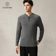 Pash 25 New Cashmere Sweater Men's Henley Collar 100 Cashmere Waffle Autumn and Winter Knitted Sweater PS-N024 Medium Gray L