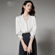 Late White New Product 2025 Autumn Style Elegant Shirt Fashion Lace Collar V-Neck Commuting Shirt Women White XL