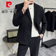 Pierre Cardin autumn thin small suit men's jacket slim and high-end casual Korean style handsome little suit suit dark gray XL