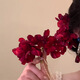 Mengdong Super Fairy Atmosphere Rose Flower Hairpin Women's Hanfu Accessories Red Hairpin Flower Headband Hair Accessories 2025 New Red Flower Hairpin * 1 Overall Approximately 12*8cm