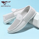 Seven Wolf genuine leather bean shoes men's lazy loafers men's casual leather shoes breathable summer 2025 white 9925 38