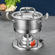 304 stainless steel small hot pot self-service gas stove inflatable single boiler alcohol cup commercial restaurant one person one pot silver set - with large core burning 120 minutes 16cm