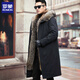 Romon mink fur coat for men winter mink fur all-in-one coat mid-length removable liner thickened fur coat black shell + mink fur liner (mid-length) 4XL 166-185Jin Jin equals 0.5 kg