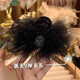 2023 New Bow Black Feather Clip for Women's Back of Head Autumn and Winter High-Quality Shark Hair Clip Black Gold Beads