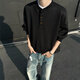 SWAMP AREA Henry collar textured long-sleeved T-shirt for men in spring and autumn layered inner layering shirt SWT607 black XL