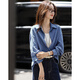 Demana double-sided velvet autumn commuting lapel loose shoulder shirt hidden flesh small soft shirt women's top