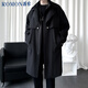 ROMON windbreaker men's autumn and winter mid-length fake two-piece double-collar casual coat men's youth coat men's black 2XL