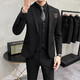 
CEO Yageo groom suit men's three-piece set British casual business suit men's dress slim professional suit 9889# double button medium gray (suit + trousers) L