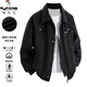 Woodpecker Jacket Men's Autumn and Winter Trendy American Loose Workwear Flight Jacket Men's Lapel Versatile Casual Top Black XL