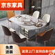 2025 new storage slate dining table and chair combination foldable square and round table retractable induction cooker 1.2mm bright slate turntable induction cooker 1.5 meters 10 chairs