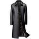 An Chuxia middle-aged and elderly long knee-length leather windbreaker men's autumn and winter warm genuine good leather men's dad winter coat warm whole body long black + fur collar thickened XL 180/recommended weight (135-150Jin Jin equals 0.5 kg)