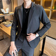 Romon Casual Trend Frühlings- und Herbstanzuganzug Herren, schlanker und High-End-Single-Jacke Koreaner Stil Trendy Small Anzug Dunkelgrauer Anzug (Hosen + Anzug) XL [Empfohlen 130-145jin [Jin entspricht 0,5 kg]]