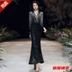 Feng Xiaowei evening dress women's new high-end elegant slimming fishtail skirt annual meeting banquet wearable elegant black L