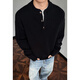 Liangzi Henry collar half turtleneck sweater for men autumn trendy brand loose fat man large size lazy style sweater base black 2XL