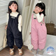 G.DUCKKIDS baby down overalls, boys and children's suspender long pants, girls' casual pants, baby winter belly protection warm pants, black 90, recommended age is about 1 and a half years old