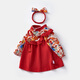 BORBOON B baby dress, spring dress, baby girl's one-year-old dress, girl's birthday, one-year-old princess dress, red cheongsam dress, gift box 2271 90