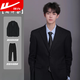 Pull back casual formal suit suit men's loose DK suit jacket style top business Korean style student suit three-piece suit - black + white shirt + trousers + free tie S