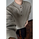 Liangzi Henry collar half turtleneck sweater for men autumn trendy brand loose fat man large size lazy style sweater base black 2XL