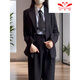 FANAOGE Shoulder Pads to Make You Slim Formal Girls’ Suit Suit Professional Spring and Autumn College Student Interview Temperament Formal Work Clothes Professional Suit + White Shirt + Straight Pants 3 Pieces With Shoulder Pads L Recommended 105-125 Jin Jin equals 0.5 kg For urgent orders, please contact customer service with SF Express
