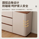 Yuanting solid wood sideboard integrated wall cabinet living room kitchen storage storage cabinet multi-functional tea cabinet tea side cabinet warm white + log color countertop 120cm solid wood + arc corners (two doors and three drawers)