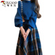 Woodpecker 2025 New Klein Blue Knitted Suit Dress Women's Autumn and Winter Plaid Long Skirt Wear Early Autumn Outfit Sweater + Skirt Suit 2025 Spring New Women's Clothing/2025 M 45/55kg Quick Release