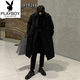 Playboy (PLAYBOY) British style windbreaker drapey mid-length coat men's spring and autumn thin coffee color Crusu coat coffee color S