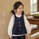 
LUSON Obao Okids Children's Clothing Baby Denim Set Women's Fashionable 2025 Autumn New Girls Puff Sleeve Shirt Set