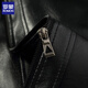 
ROMON men's leather jacket 2025 autumn new trendy stand collar imitation leather jacket windproof motorcycle clothing men's clothing black XL (175)
