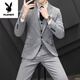 Playboy (PLAYBOY) high-end casual suit suit for men, Korean style business suit, three-piece suit, slim fit wedding groomsmen dress, high-end suit, apricot suit + vest + pants, waist tie XL (120~135Jin Jin is equal to 0.5kg)