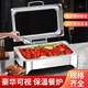 Thickened stainless steel buffet stove, electric heating, round Buffy stove, breakfast stove, insulation stove, can be equipped with electric hot plate tableware, rectangular knob temperature control, low-foot dining stove, three compartments 9L