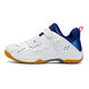 Neuer Rotary Button Badminton Schuhe atmungsaktives Paar Leichtes Tischtennis Turnschuhe Männer und Frauen Tennis -Trainingschuhe Weiß und Blau 40 (250 mm)