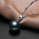 DRJEFUN Tahitian black pearl pendant necklace Tamsui Zhengyuan gives a Mother's Day gift to my girlfriend's mother 10-10.5MM (black and green flawless)