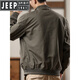 JEEP SPIRIT jacket men's 2025 autumn and winter American retro velvet workwear handsome stand-up collar casual trendy brand pilot jacket military green model regular XL suitable for weight 135-150Jin Jin equals 0.5 kg