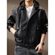 Revium high-end trendy brand motorcycle style detachable hooded PU leather jacket for men 2025 autumn and winter new tough guy retro loose jacket black M suitable for 100-120Jin Jin equals 0.5 kg