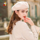 Scarecrow (MEXICAN) hat for women, autumn and winter British retro warm beret, fashionable and stylish octagonal hat, versatile and trendy, white_milk white, one size fits all