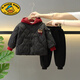 G.DUCKKIDS Boys Autumn and Winter Clothing Set 2025 New Children's Plush Cotton Jacket Baby Winter Thickened Cotton Jacket Two-piece Set Brown 120 cm