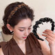 Korean style high skull headband for women, face wash non-slip headband 2025 new anti-slip toothed hairpin headband 1# black fine glitter rhinestone headband