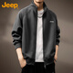 JEEP Jeep sweatshirt men's jacket spring and autumn heavy casual cardigan trendy sports clothes men's dark gray XL