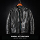 PJL New Men's Fashion Genuine Leather Casual Retro Stand Collar Washed Distressed Sheepskin Venom Black M (130Jin Jin is equal to 0.5kg or less)