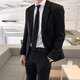 Playboy Spring and Autumn Korean style casual suit jacket men's black loose student formal business suit suit men's trend black suit + white shirt + trousers free tie XL recommended 115-135 Jin Jin equals 0.5 kg