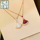 Luanjie 18K gold skirt necklace for women 18k gold fan-shaped white mother-of-pearl pendant rose gold scallop fan clavicle chain 2024 long skirt white mother-of-pearl