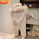 REJIP Pajamas for Women in Autumn and Winter Cute Cartoon Coral Velvet New Thickened Plush Nightgown Dress One-piece Home Clothes Outerwear Men's Clown Fish White One-piece Suit S (Recommended weight 80-100 Jin Jin equals 0.5 kg)