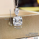 Super flash pt950 platinum princess necklace for women, high-end pear-shaped water drop pendant, 3 carat large square diamond clavicle chain D-E/extreme white 3 carat LC/mirror flawless square diamond necklace + counter packaging