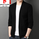 Pierre Cardin wool cardigan jacket for men spring and autumn new solid color V-neck loose large size sweater sweater top for young and middle-aged people 8386 black XL 175 recommended 130-145 Jin Jin equals 0.5 kg