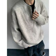 Phoenix Gray American Retro Henley Collar Sweater Men's Winter Lazy Style Knitted Sweater Cleanfit Jacket Men's Floral Gray XL