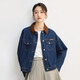 InMAN (INMAN) pure cotton contrast lapel denim jacket for women 2025 autumn fashion retro versatile loose jacket top dark denim blue XL